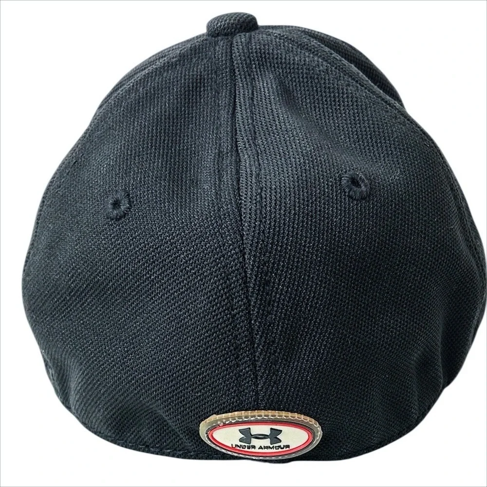 Under Armour Blitzing Cap Youth Black White UA‎ Spell Out Fitted Baseball Hat